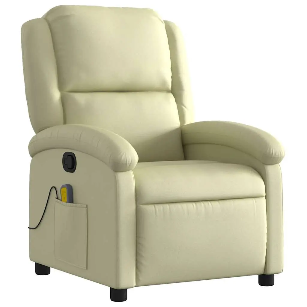 Cream Recliner with Vibration Massage