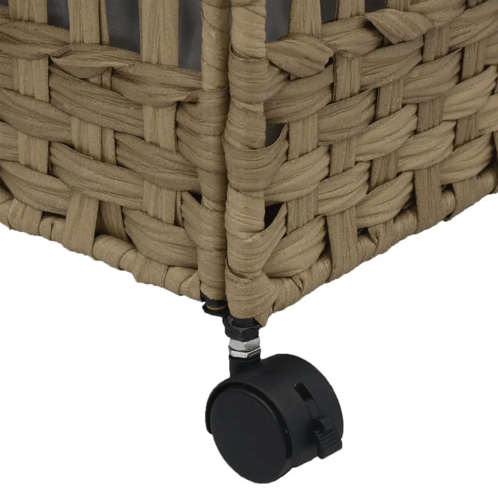 Laundry Basket with Wheels Hand-Woven Rattan Brown 66x35x60cm