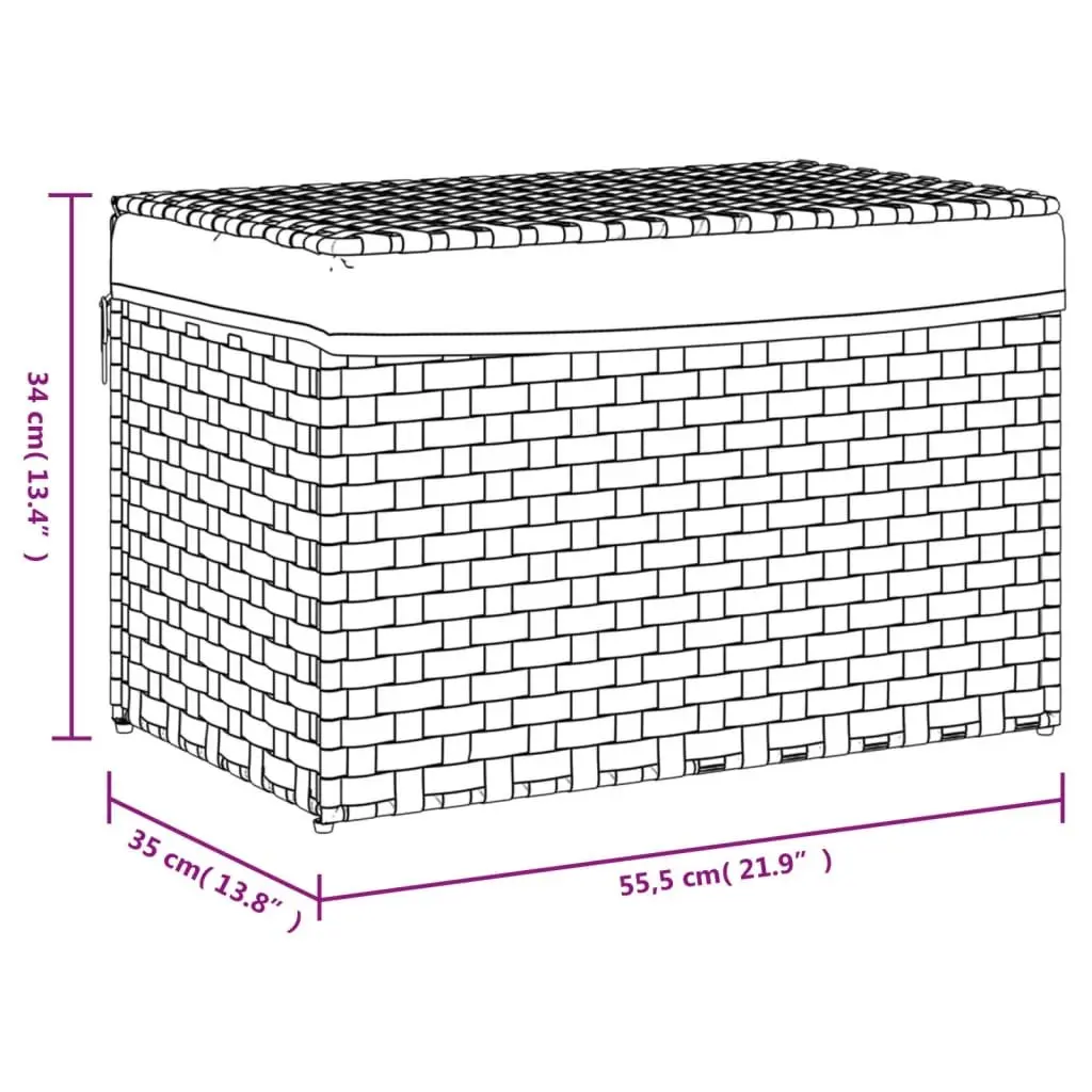 Laundry Basket with Lid White Poly Rattan 55.5x35x34cm Foldable Storage Bin
