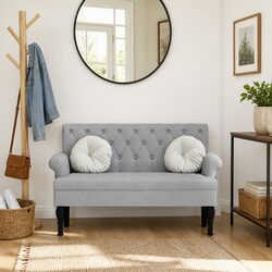 Grey Bench with Backrest - Perfect for Your Space