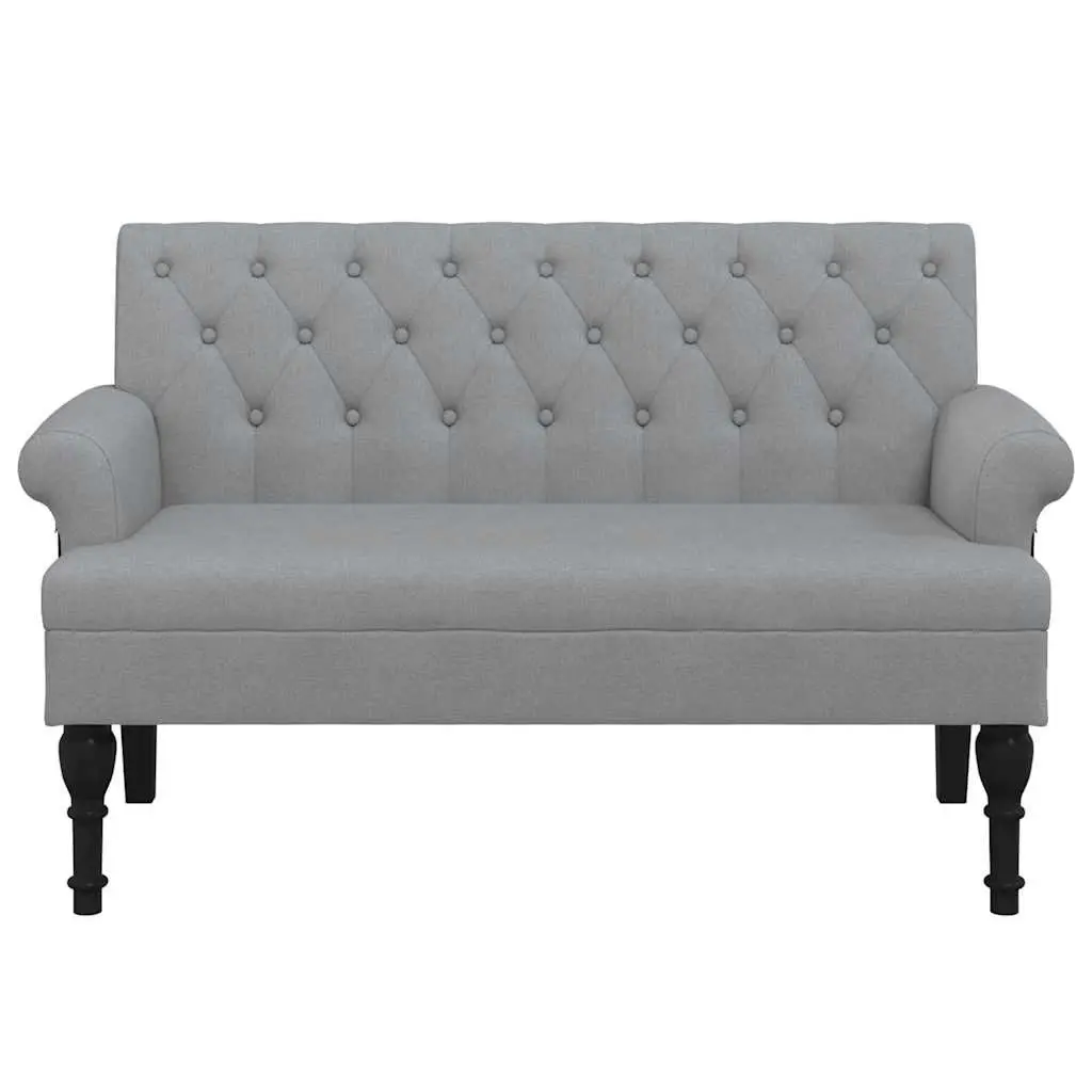 Bench Grey Padded Seating with Backrest and Armrests 120 x 62 x 75.5 cm