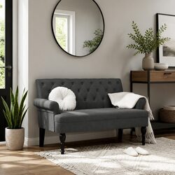 Your New Favorite Grey Fabric Bench with Backrest
