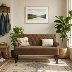 Your New Favorite Bench with Backrest in Brown Faux Suede