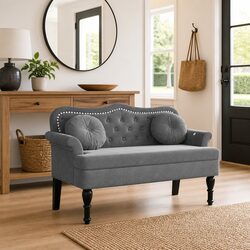 Your Cozy Grey Velvet Bench Awaits You