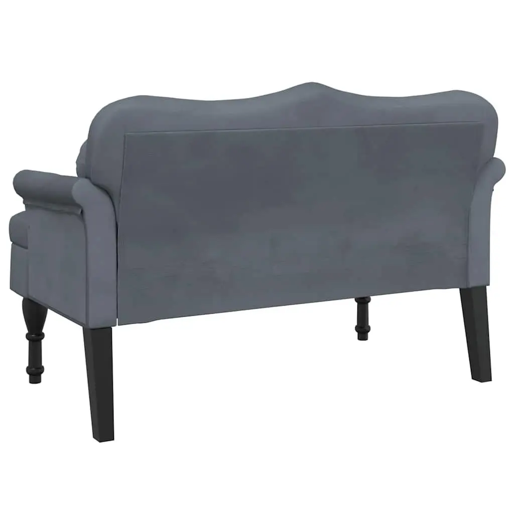 Bench Velvet Seat Backrest Armrests Grey 120.5 x 65 x 75 cm