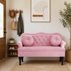 Friendly Pink Velvet Bench for Your Home Decor
