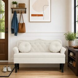 Comfortable Cream Velvet Bench for Your Living Space
