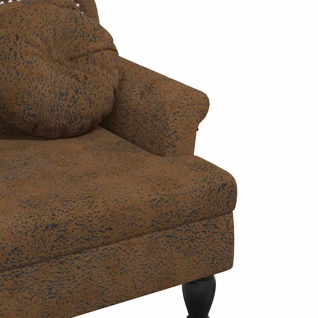 Bench Brown Faux Suede Upholstered Seat Backrest Armrests 120.5 x 65 x 75 cm