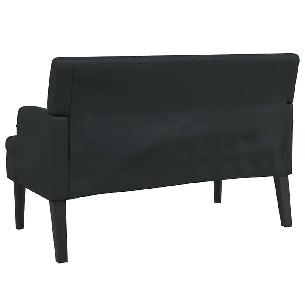 Bench with Backrest Black Faux Leather Padded Seat 112 x 65.5 x 75 cm