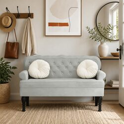 Discover Comfort with a Grey Velvet Backrest Bench
