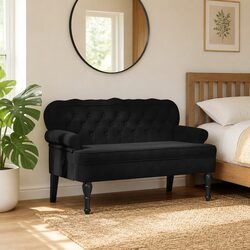 Cozy Black Velvet Bench for Your Home Space