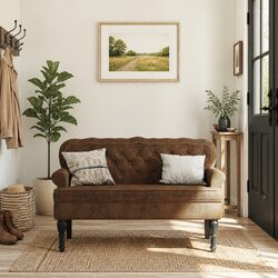 Your New Favorite Brown Faux Suede Leather Bench
