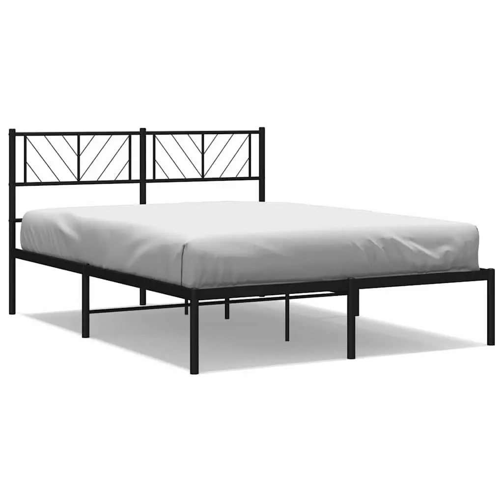 Black Metal Bed Frame with Headboard 150x200 cm