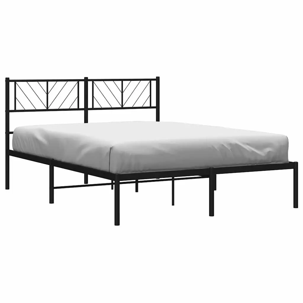 Black Metal Bed Frame with Headboard 150x200 cm