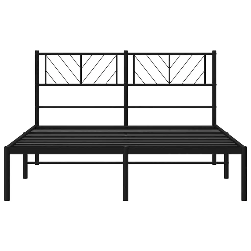 Black Metal Bed Frame with Headboard 150x200 cm