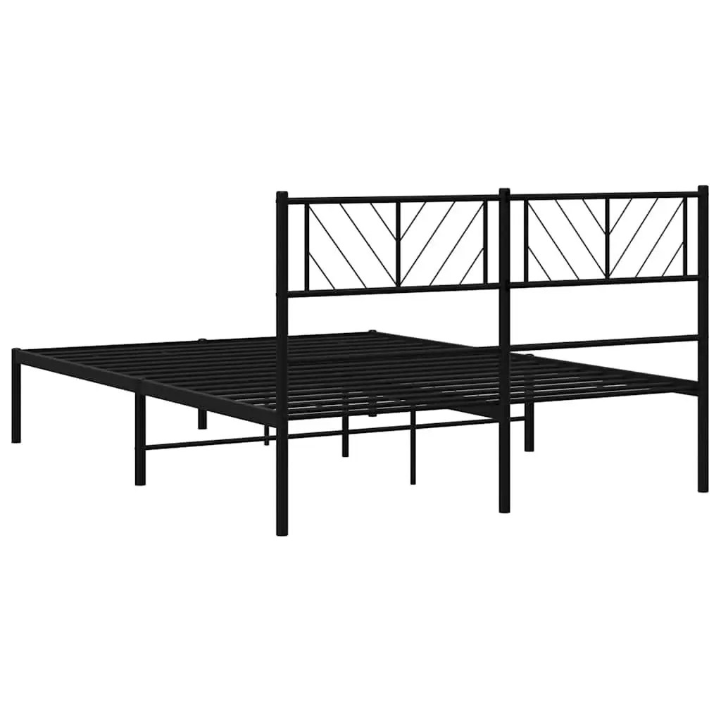 Black Metal Bed Frame with Headboard 150x200 cm