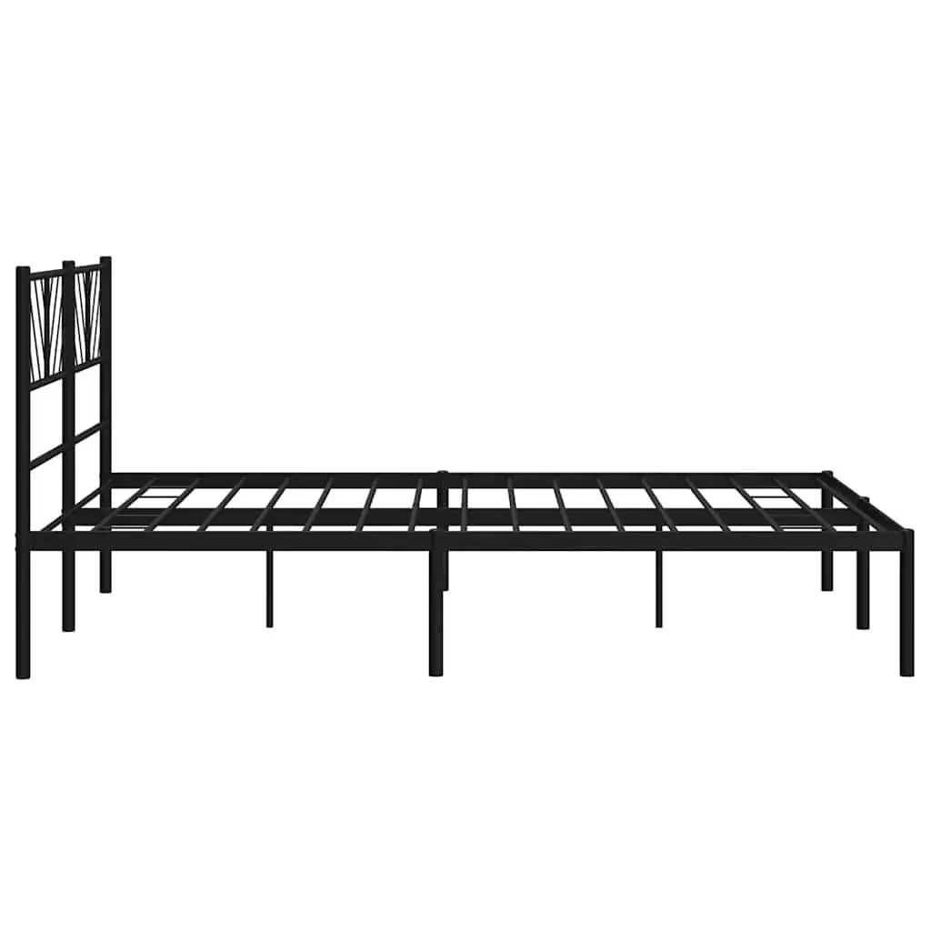 Black Metal Bed Frame with Headboard 150x200 cm