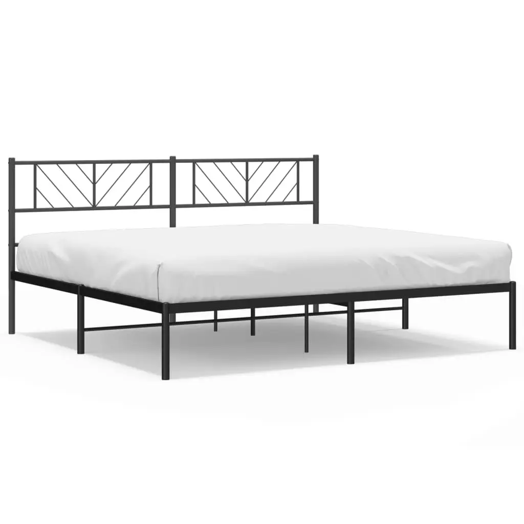 Metal Bed Frame King Black Steel Slatted Base 183x203cm