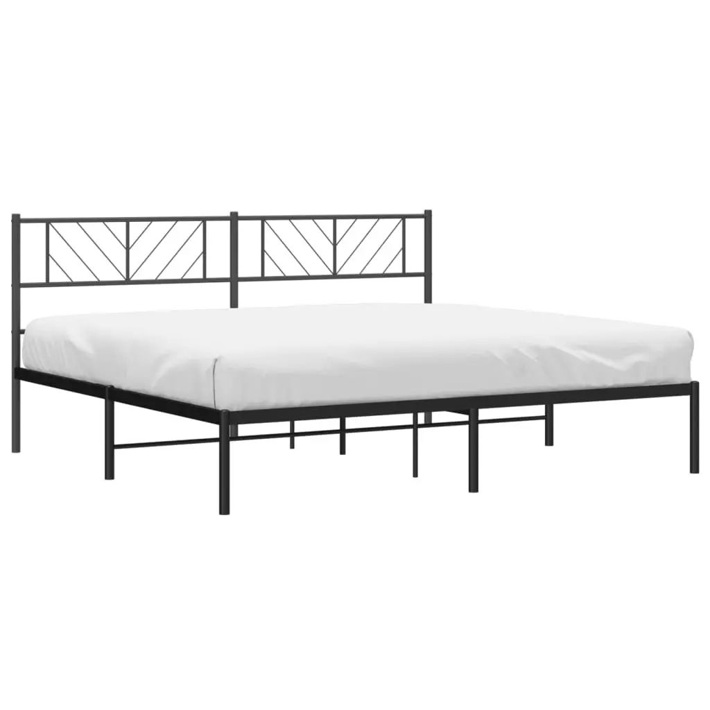 Metal Bed Frame King Black Steel Slatted Base 183x203cm