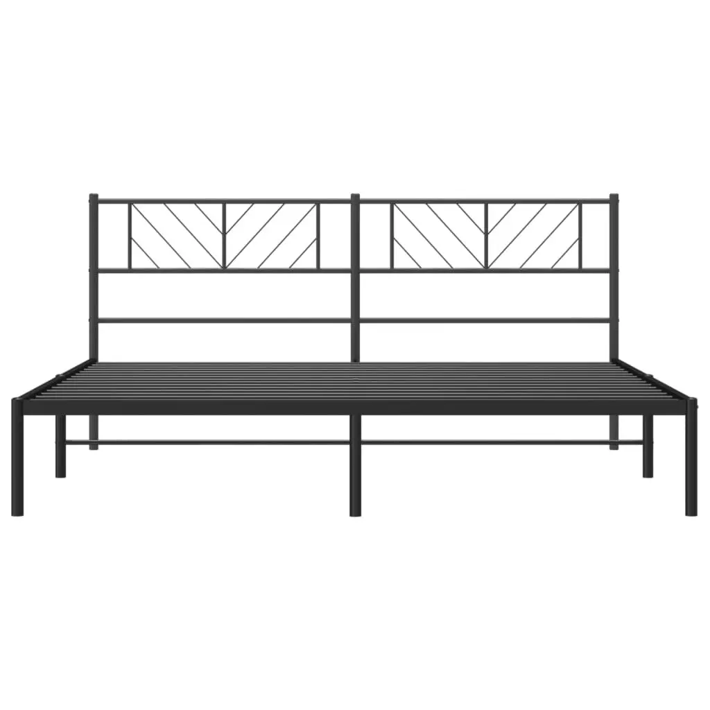 Metal Bed Frame King Black Steel Slatted Base 183x203cm
