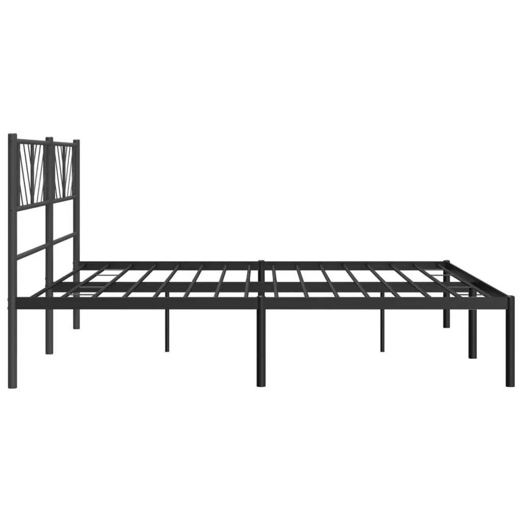 Metal Bed Frame King Black Steel Slatted Base 183x203cm