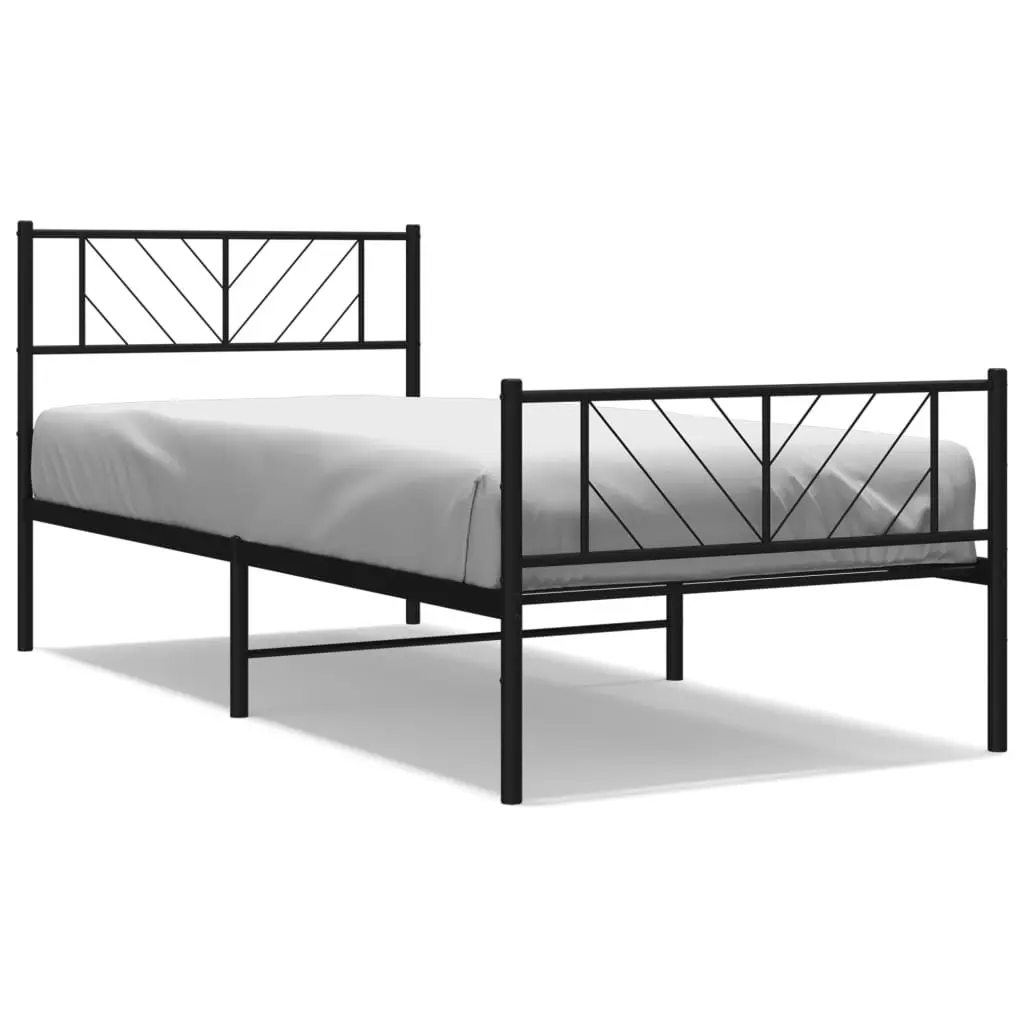 Metal Bed Frame Slatted Base King Single 107x203 cm Black