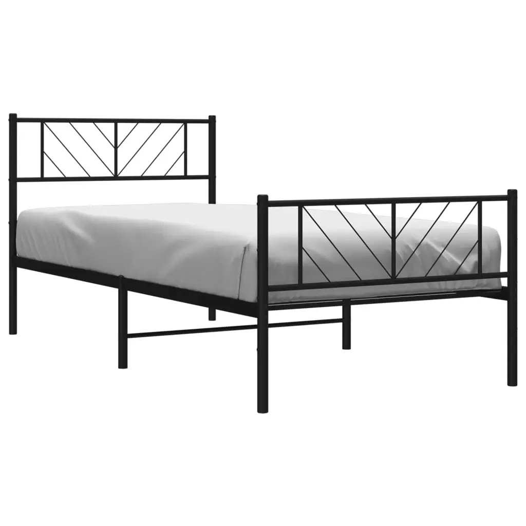 Metal Bed Frame Slatted Base King Single 107x203 cm Black