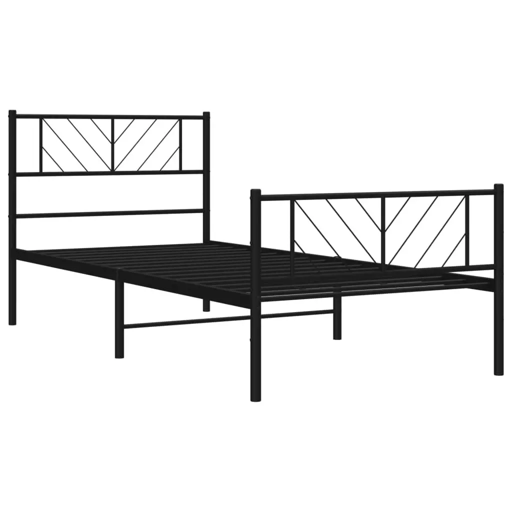 Metal Bed Frame Slatted Base King Single 107x203 cm Black