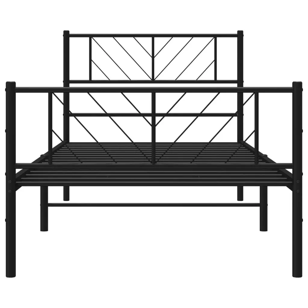 Metal Bed Frame Slatted Base King Single 107x203 cm Black