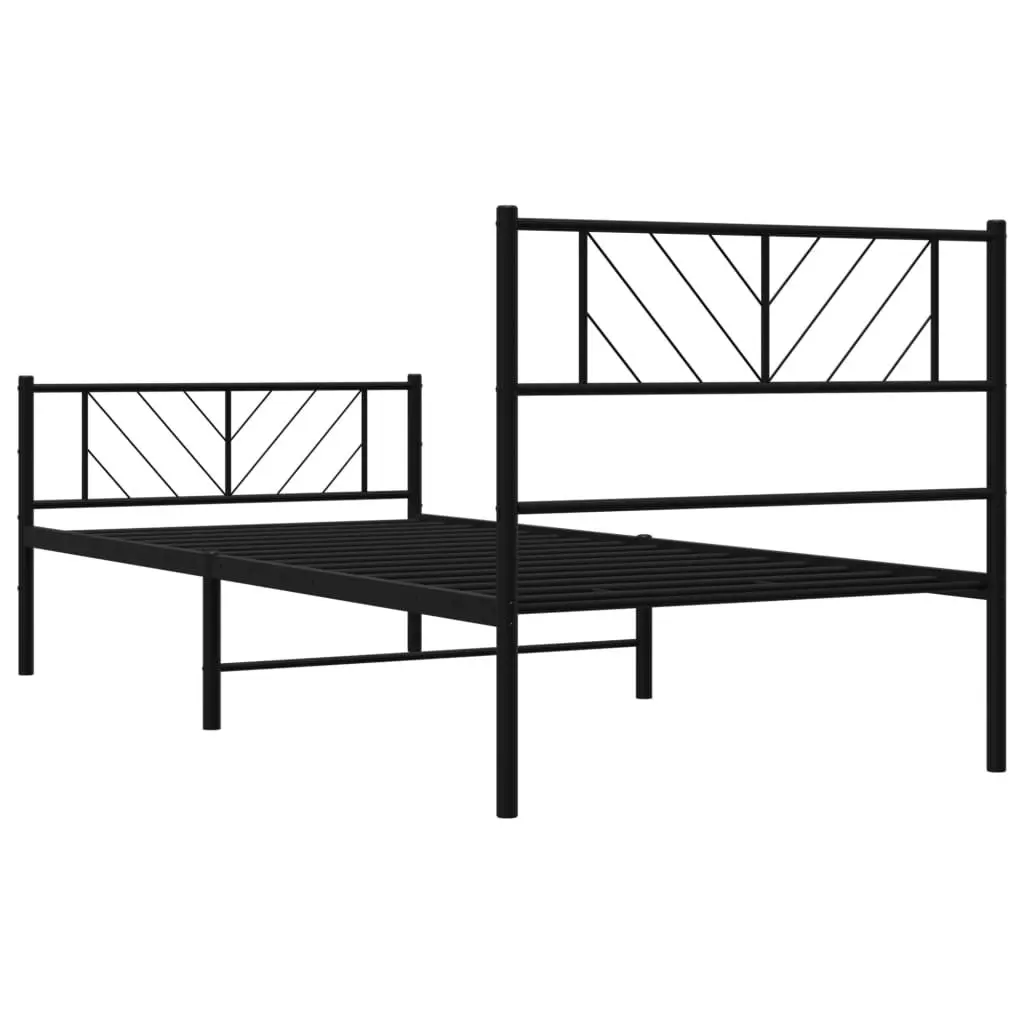 Metal Bed Frame Slatted Base King Single 107x203 cm Black