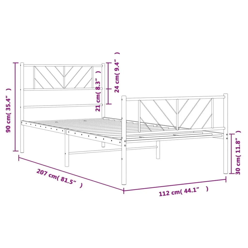 Metal Bed Frame Slatted Base King Single 107x203 cm Black