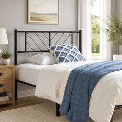 Metal Headboard Black 107cm Bed Frame Header Bedroom Furniture Stylish Design