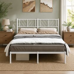 Comfortable White Metal Bed Frame for Your Space