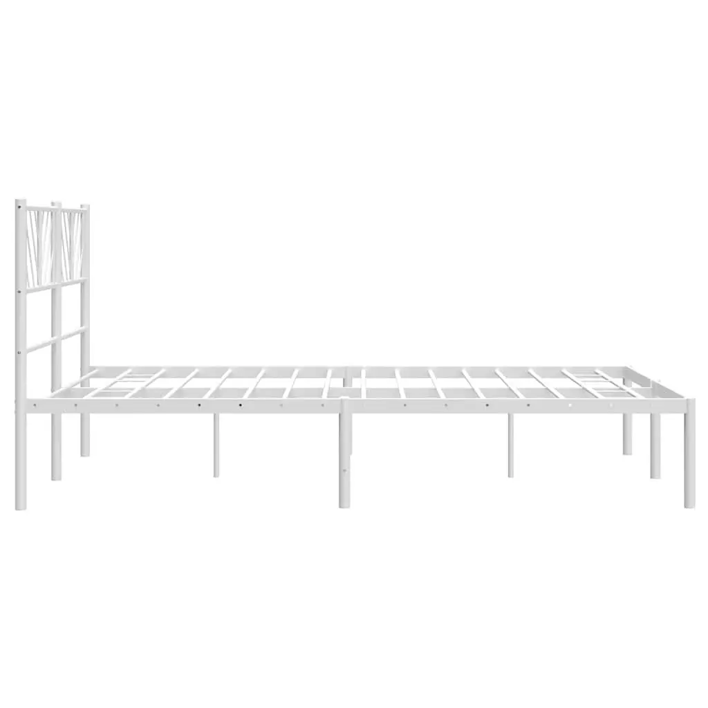White Metal Bed Frame with Headboard 150x200 cm