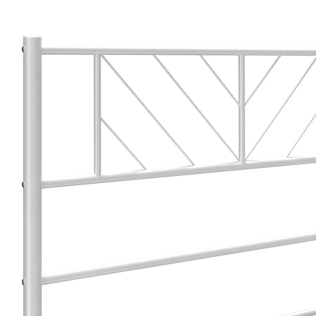 Metal Bed Frame White King Size 183x203cm with Footboard Slatted Base