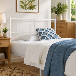 Metal Headboard White 90cm Bed Header Bedroom Furniture Sturdy Steel Frame