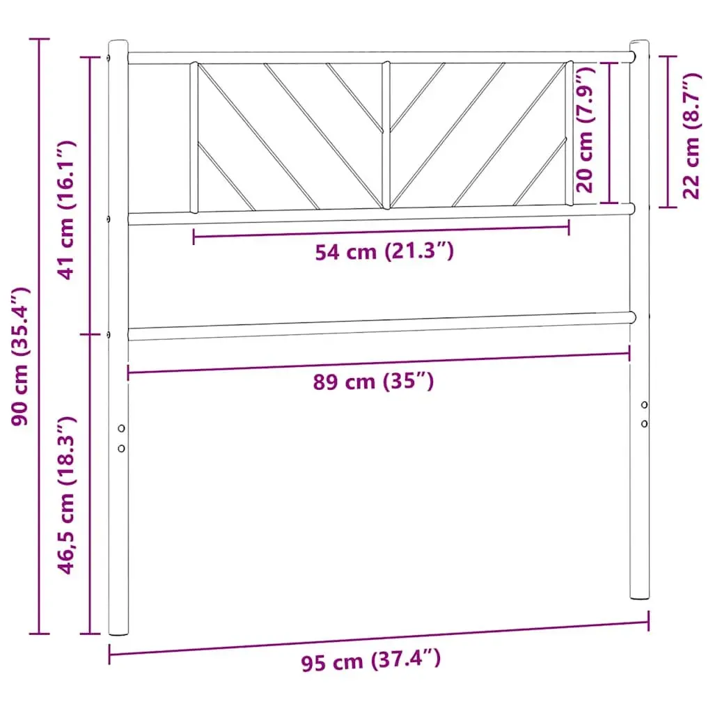 Metal Headboard White 90cm Sturdy Steel Frame