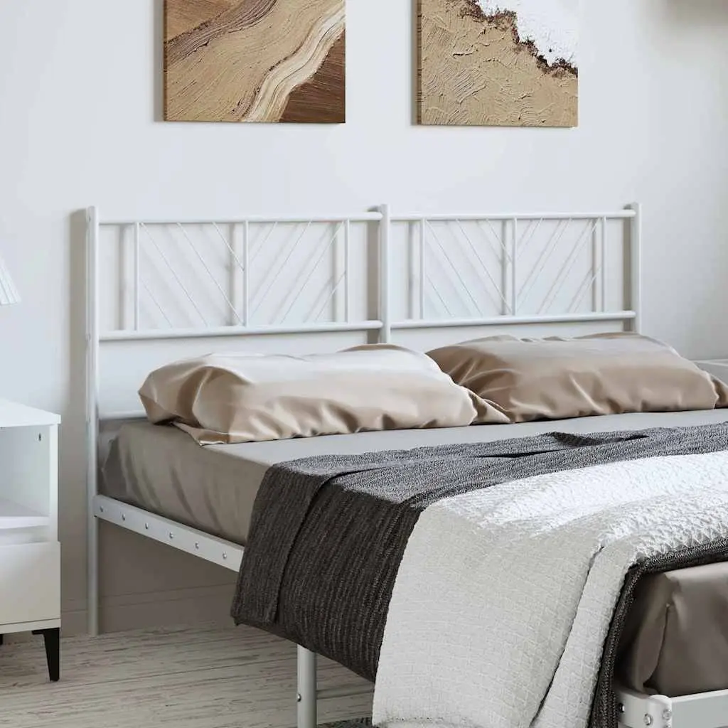 Metal Headboard White 135cm Sturdy Powder-Coated Steel Bed Frame Bedroom Furniture