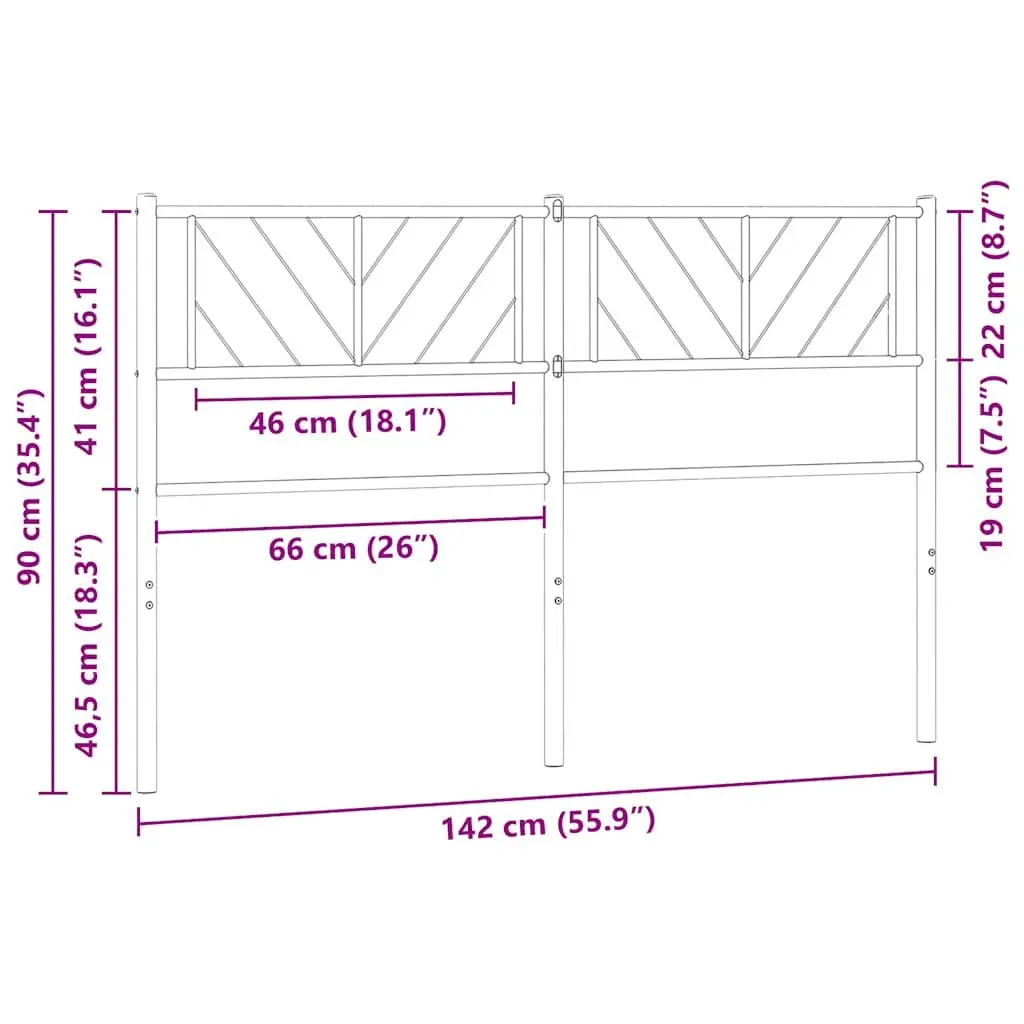 Metal Headboard White 135cm Sturdy Powder-Coated Steel Bed Frame Bedroom Furniture