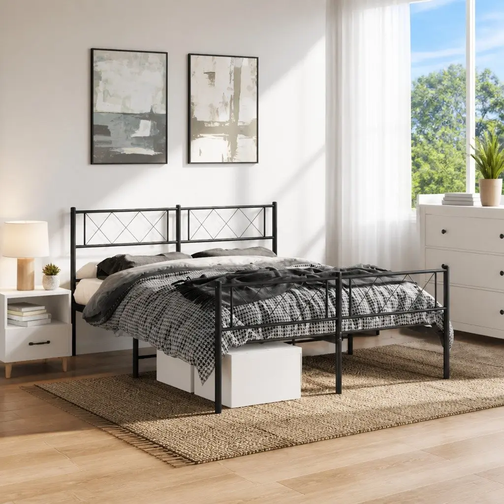 Black Metal Bed Frame 135x190cm