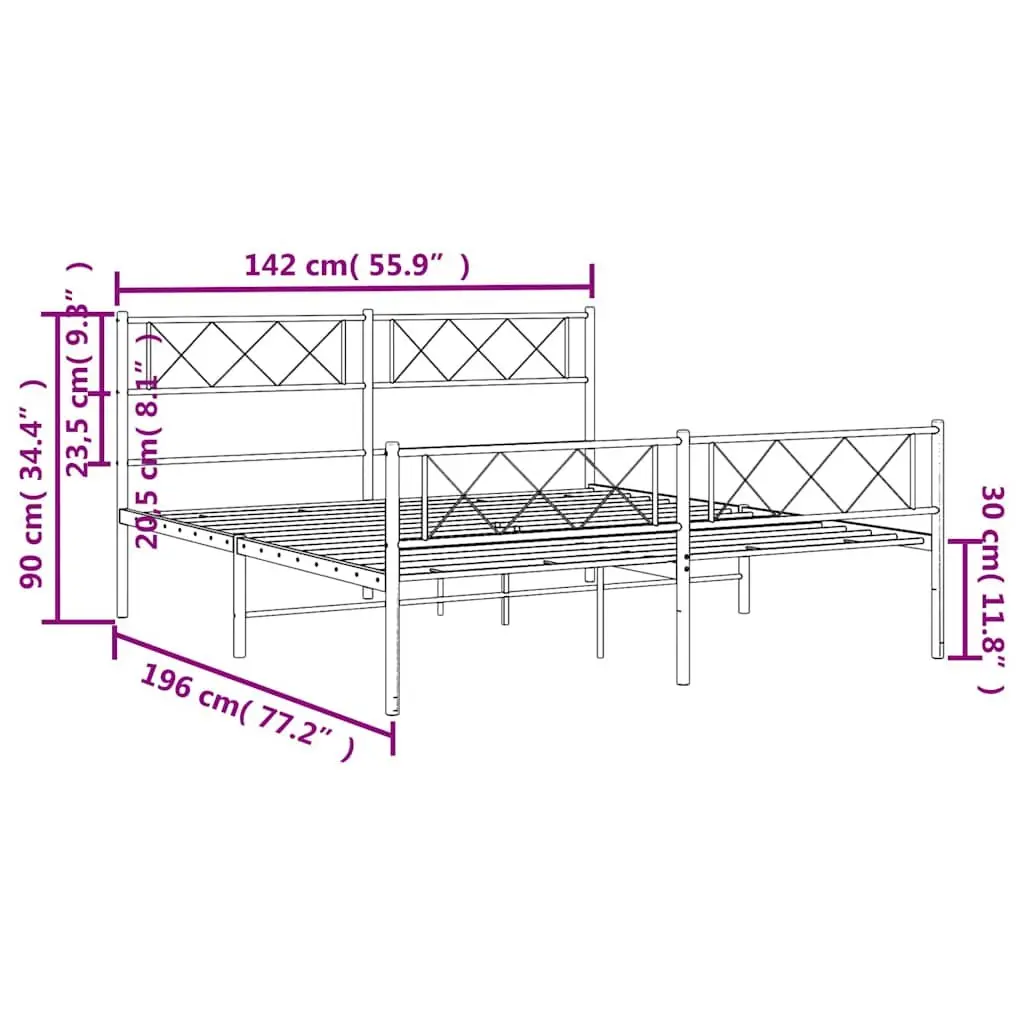 Black Metal Bed Frame 135x190cm