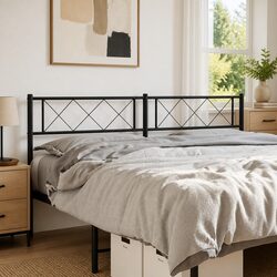 Metal Headboard Black 150 cm Bed Frame Header Bedroom Furniture Stylish Design
