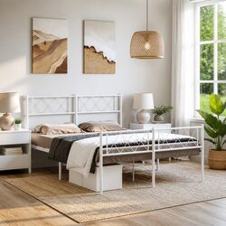 Your Perfect White Metal Bed Frame 135x190cm