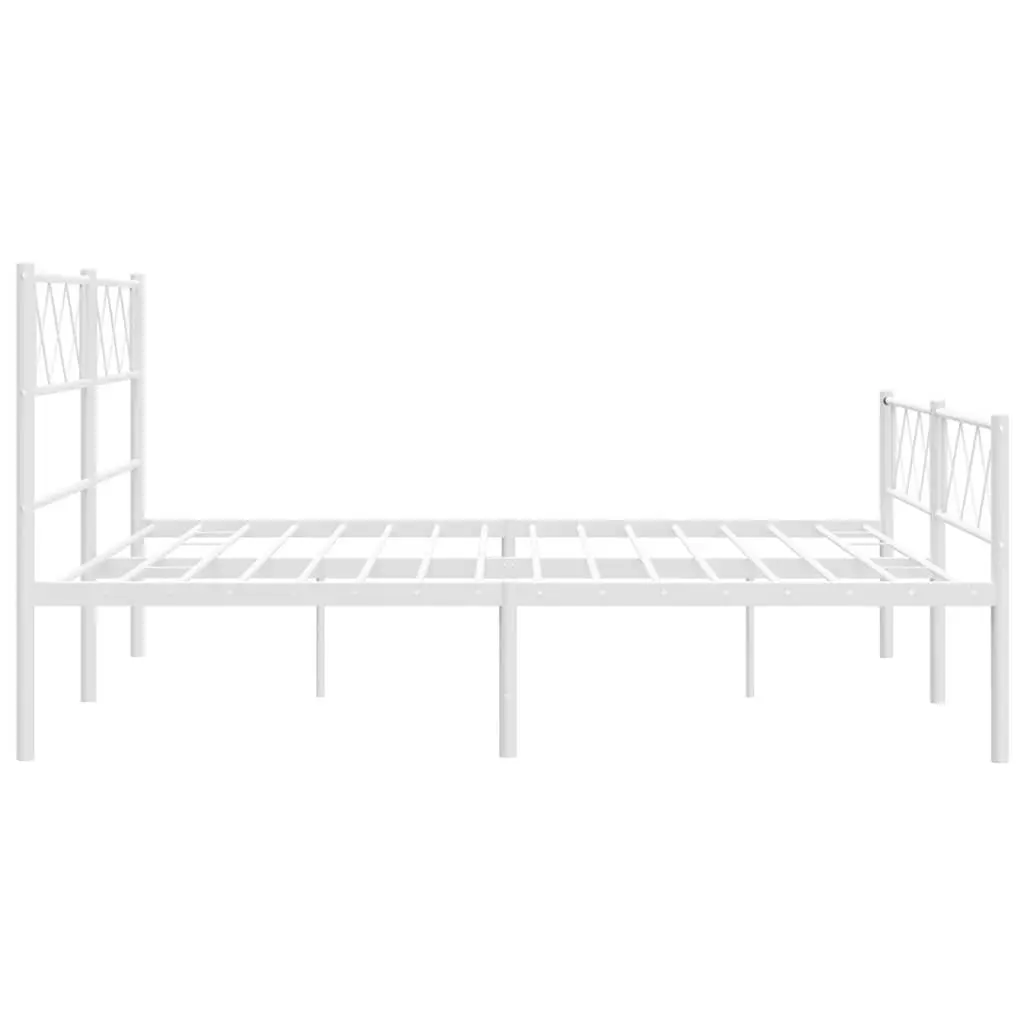 Metal Bed Frame White with Footboard and Headboard 150x200 cm