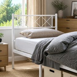 Metal Headboard White 90cm Bed Frame Head Board Bedroom Furniture Sturdy Design