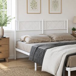 Metal Headboard White 135 cm Bedroom Bed Header Powder Coated Steel Frame