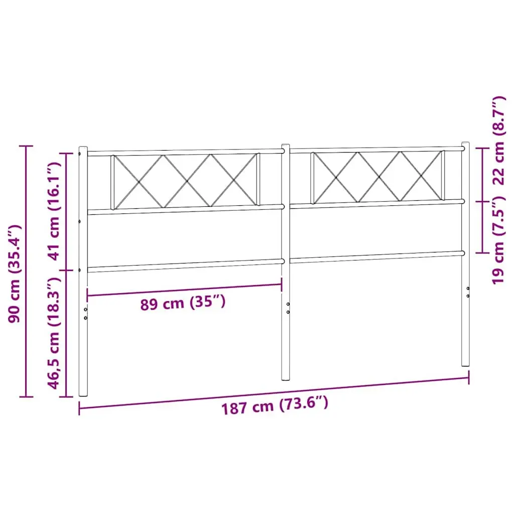 Metal Headboard 180cm White Bedroom Bed Header Powder-Coated Steel Frame Support