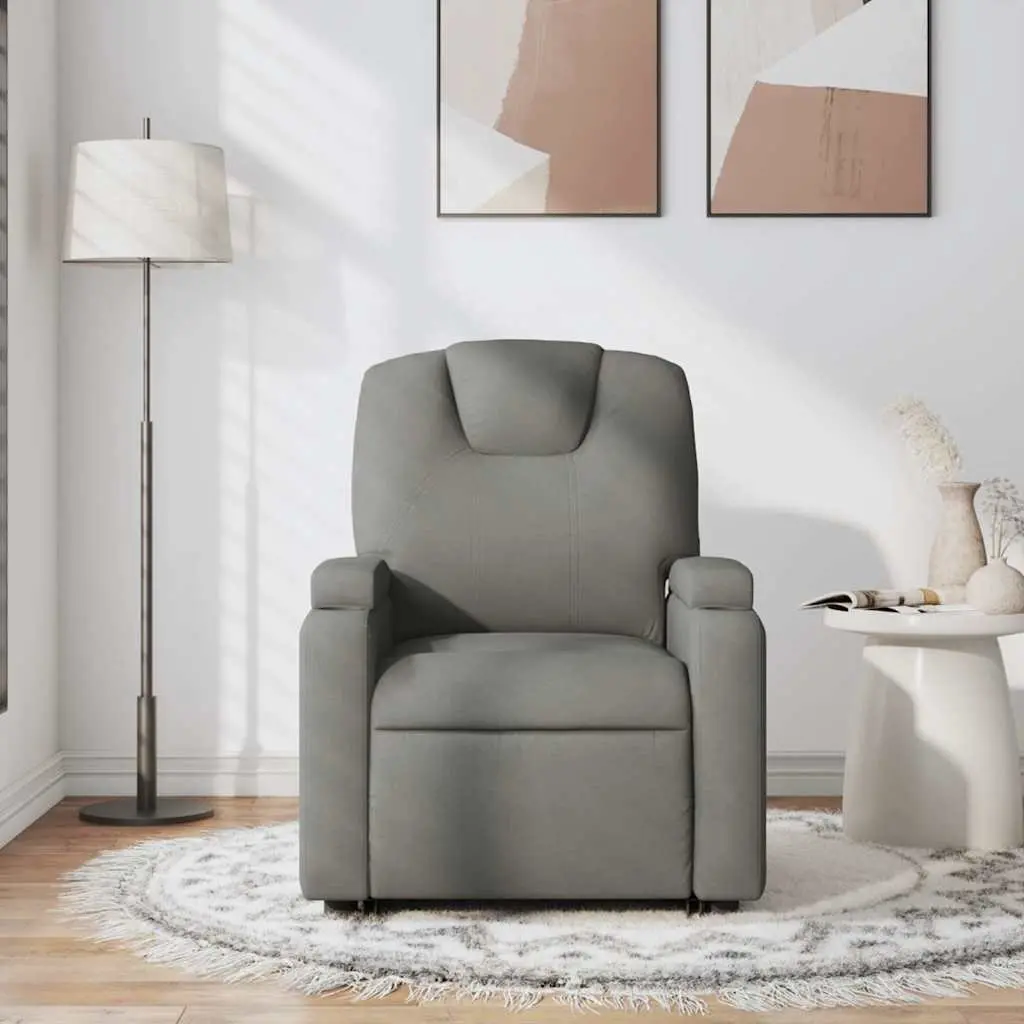 Massage Recliner Chair Manual Recline Grey Fabric 135 Degree Vibration Armchair