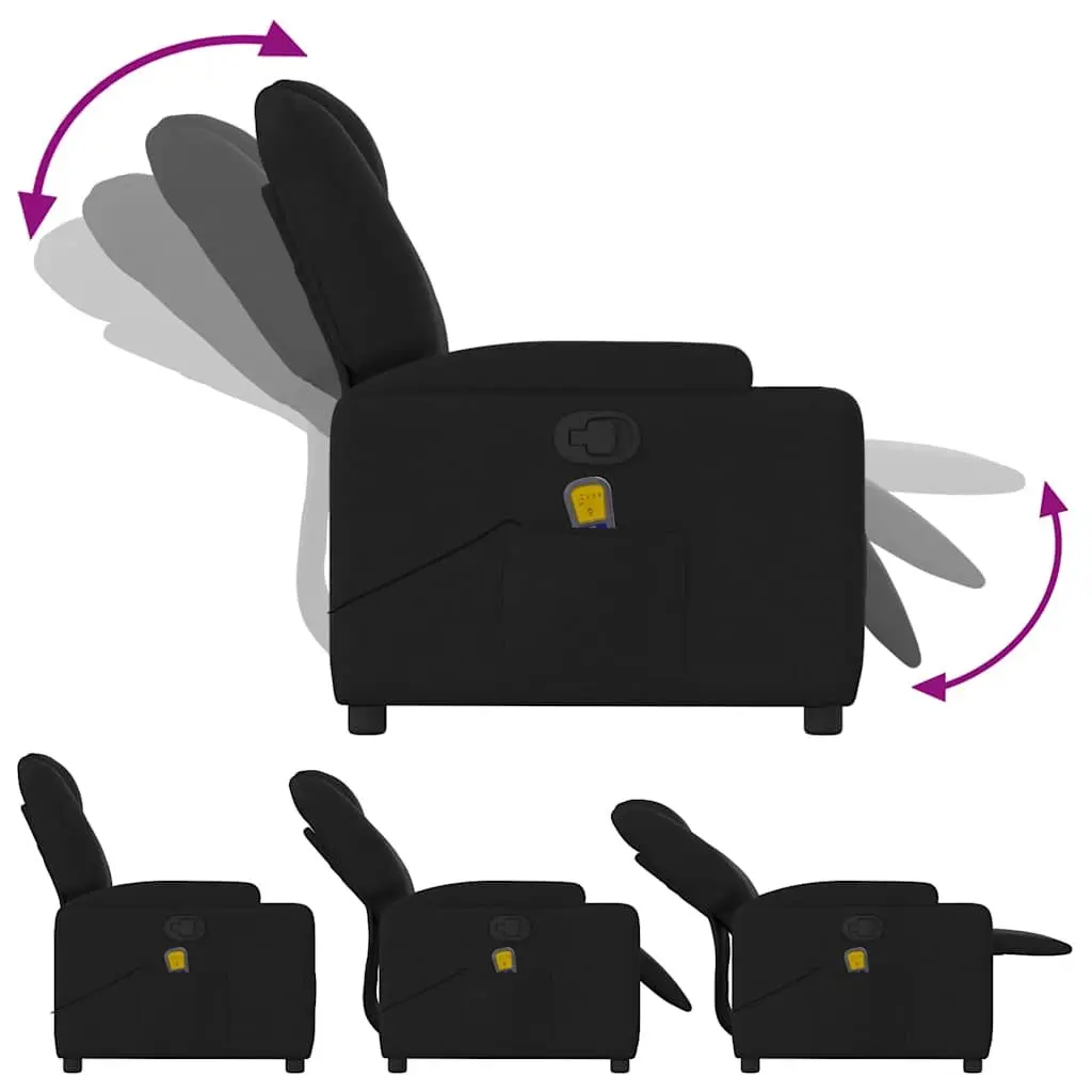Massage Recliner Chair Black Fabric Manual Recline Vibration 6 Points Armchair