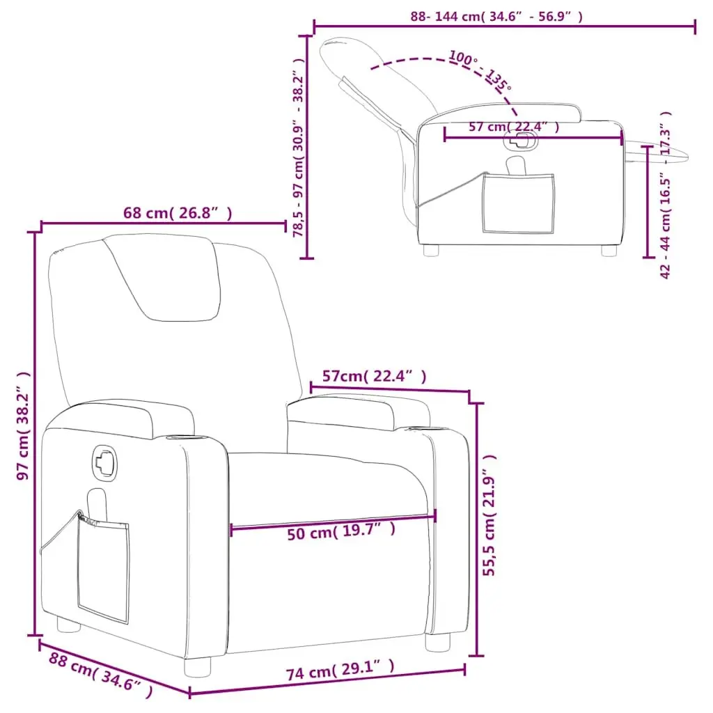 Massage Recliner Chair Black Fabric Manual Recline Vibration 6 Points Armchair